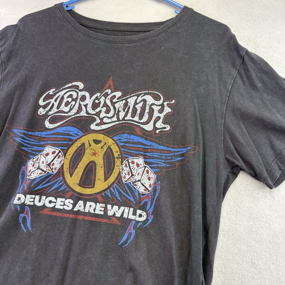 Aerosmith Deuces are Wild short sleeve black distressed T-Shirt Size Small